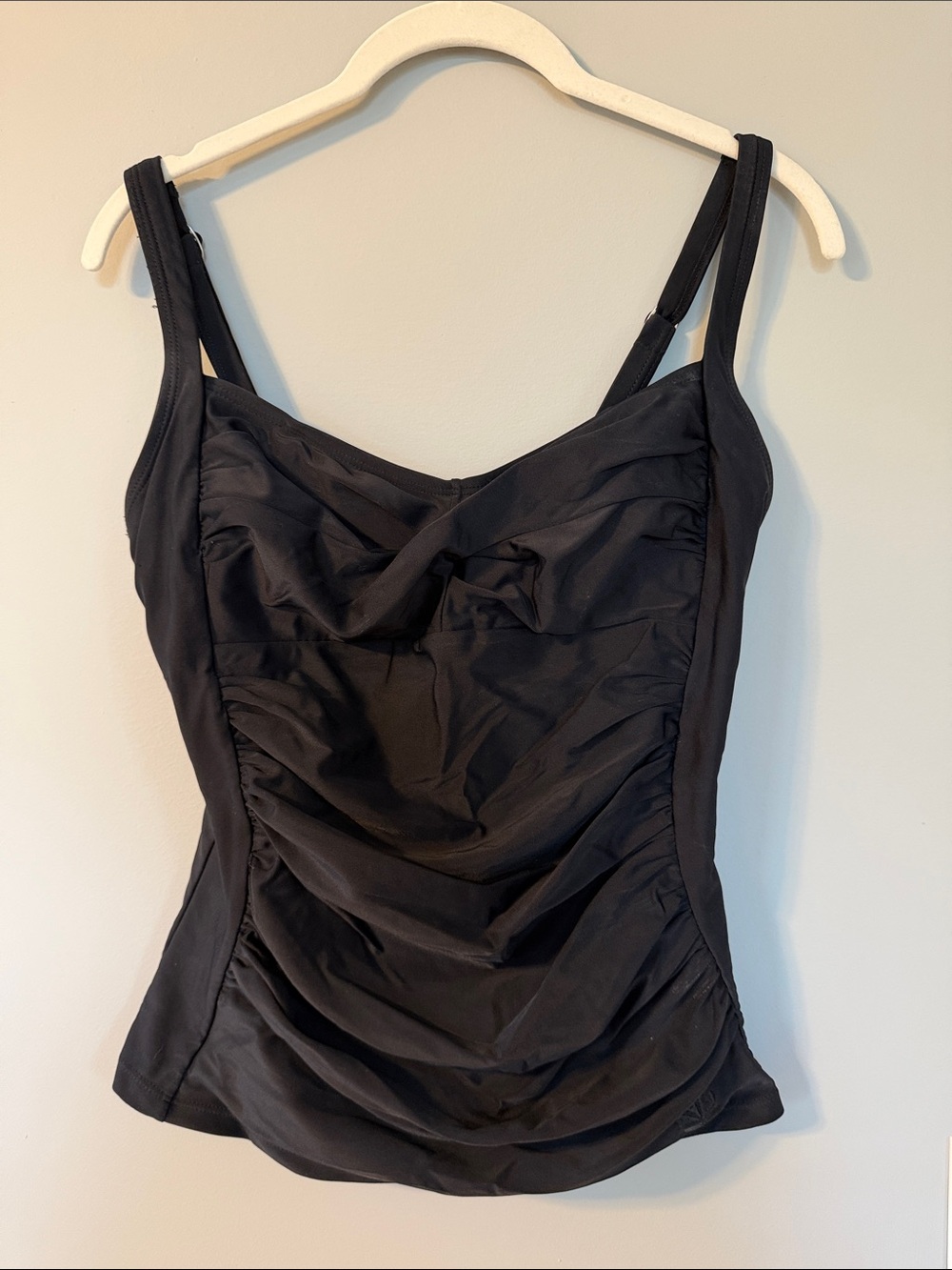 Hapari Black Ruched Tankini Swim Top